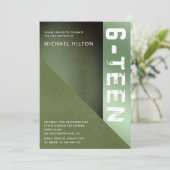 Groene roodkleurblok, zoete zestien invita kaart (Staand voorkant)