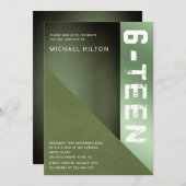 Groene roodkleurblok, zoete zestien invita kaart (Voorkant / Achterkant)