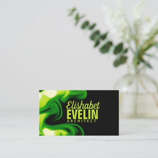 groene rook op zwarte achtergrond gu6888 visitekaartje (Staand voorkant)