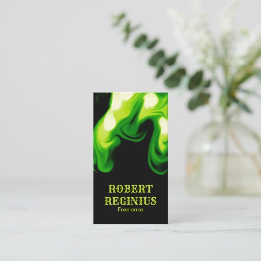 groene rook op zwarte achtergrond j877 visitekaartje (Staand voorkant)