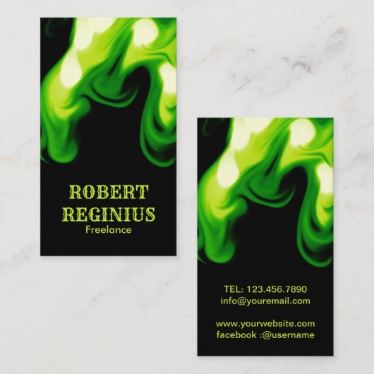 groene rook op zwarte achtergrond j877 visitekaartje (Voorkant / Achterkant)