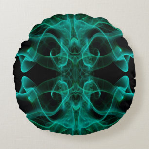 Groene rook symmetrische minimalistische zwarte rond kussen