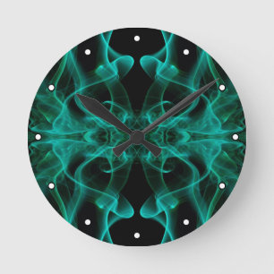 Groene rook symmetrische minimalistische zwarte ronde klok