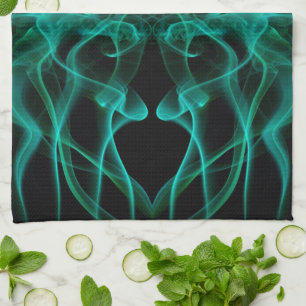 Groene rook symmetrische minimalistische zwarte theedoek