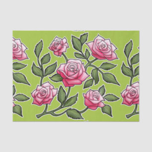 Groene Roos Bloemen Tissuepapier