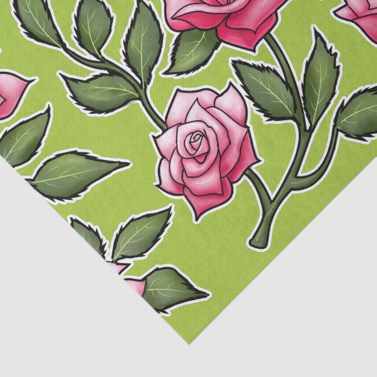 Groene Roos Bloemen Tissuepapier (Detail)