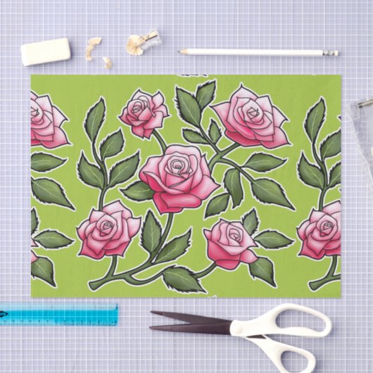 Groene Roos Bloemen Tissuepapier (Craft)
