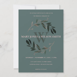 GROENE ROOS GOLD FOLIAGE WREATH WEDDING INVITE BEDANKKAART