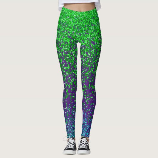 Groene rooster 2 zijden 01.b Paarse BG Leggings (Voorkant)