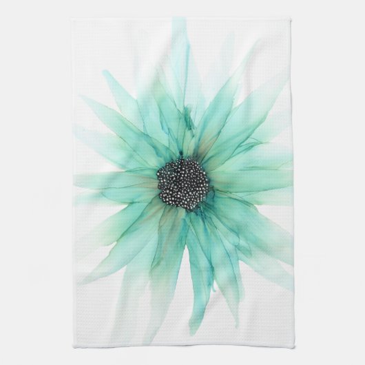 ! Groene rooster—grote bloem- Theedoek (Verticaal)