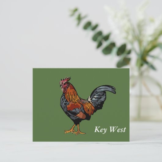 Groene Rooster Key West Post Kaart (Staand voorkant)