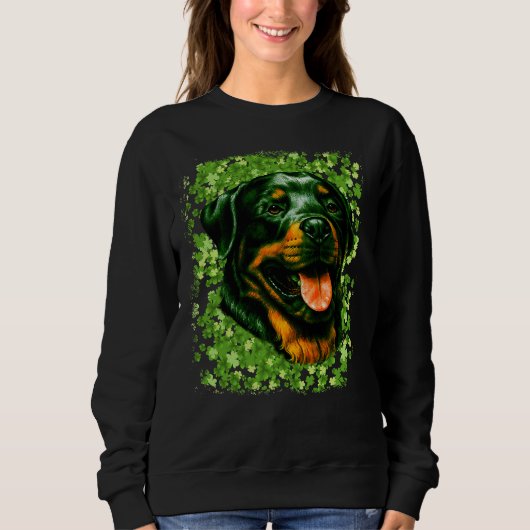 Groene Rottweiler Hondenras St Patrick S Day Dog L Trui (Voorkant)