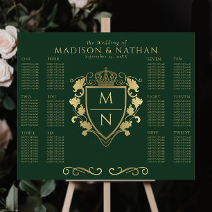 Groene Royal Fantasy Monogram Trouwstoelen Poster