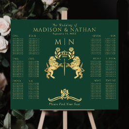 Groene Royal Lion Gold Wedding Zitting Grafiek Poster