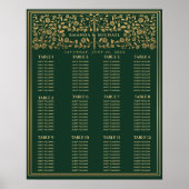 Groene Royal Medieval Sword Wedding Seding Chart Poster (Voorkant)