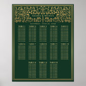 Groene Royal Medieval Sword Wedding Seding Chart Poster (Voorkant)