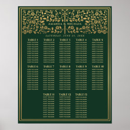 Groene Royal Medieval Sword Wedding Seding Chart Poster