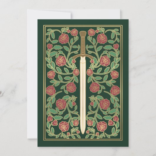 Groene Royal Sword Bloemen Middeleeuwse Fantasy We Kaart (Achterkant)