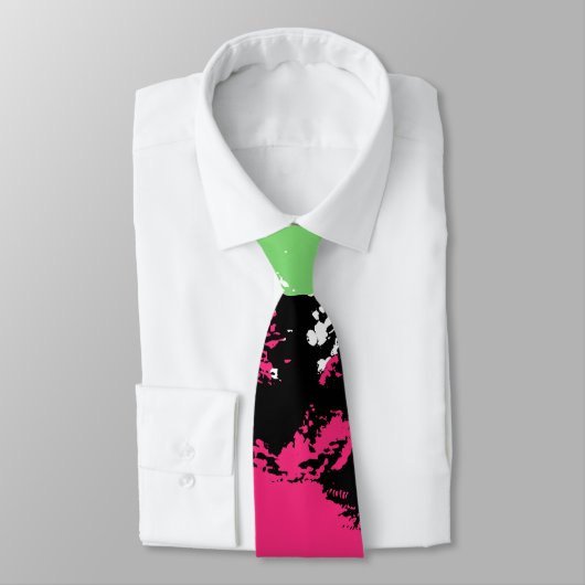 Groene roze Abstracte, roze, middelbare schurft Stropdas (Gebonden)