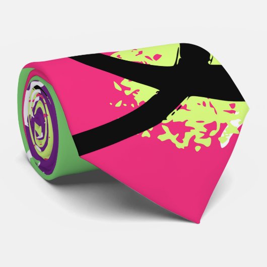 Groene roze Abstracte, roze, middelbare schurft Stropdas (Opgerold)