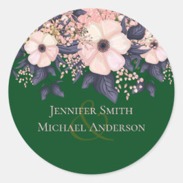 Groene roze begroting voor het huwelijk ronde sticker