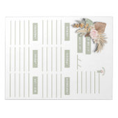 Groene Roze Beige Bloemige Boho Weekplanner Pagina Notitieblok (Voorkant)