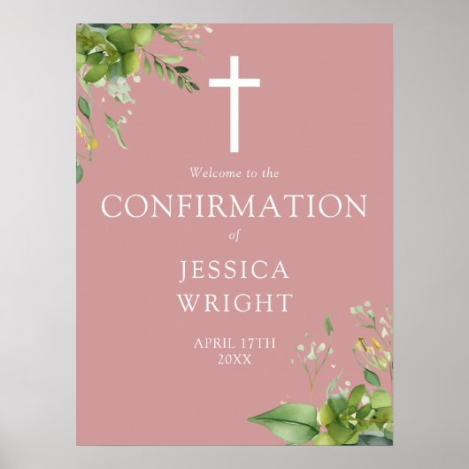 Groene Roze Bevestiging Welkomstbord Poster (Voorkant)