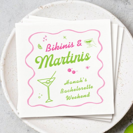 Groene Roze Bikini's en Martins Meidenavondfeest Servet