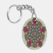 Groene roze blauwe cirkel ~ Kerstmis ~ Sleutelhanger (Voorkant Links)
