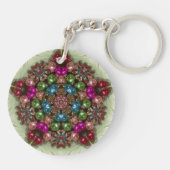 Groene roze blauwe cirkel ~ Kerstmis ~ Sleutelhanger (Achterkant)