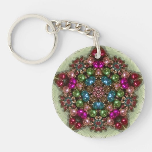 Groene roze blauwe cirkel ~ Kerstmis ~ Sleutelhanger (Voorkant)