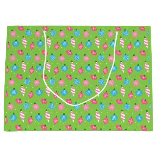 Groene roze blauwe Ornamenten Heldere kleuren voor Groot Cadeauzakje (Voorkant)