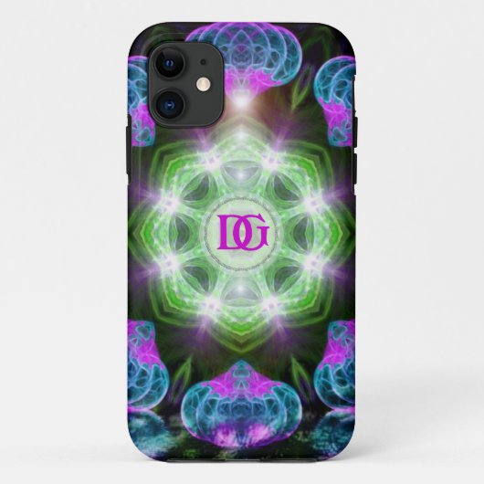 Groene Roze Blauwe Reuzenrad Fractal Kunst Maatwer Case-Mate iPhone Case (Achterkant)