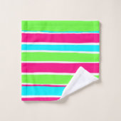 Groene roze blauwe strepen bad handdoek (Wasdoekje)