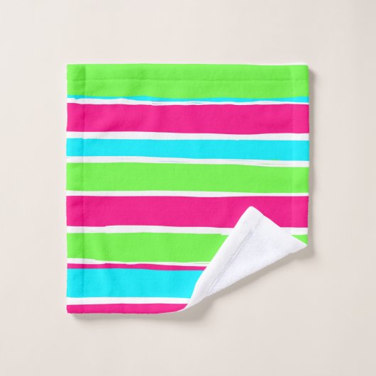 Groene roze blauwe strepen bad handdoek (Wasdoekje)