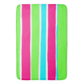 Groene roze blauwe strepen badmat (Voorkant Verticaal)