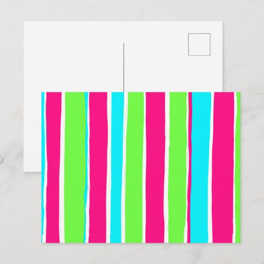 Groene roze blauwe strepen briefkaart (Voorkant / Achterkant)