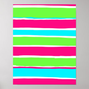 Groene roze blauwe strepen poster