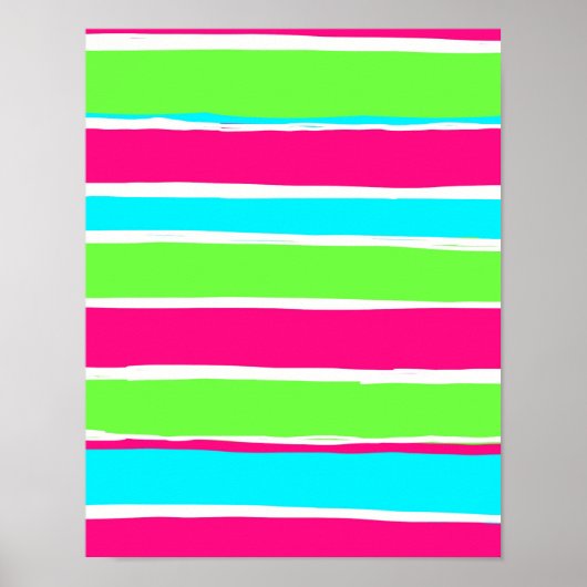 Groene roze blauwe strepen poster (Voorkant)