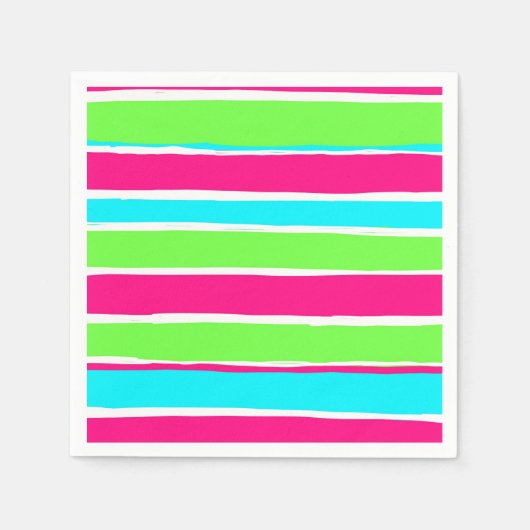Groene roze blauwe strepen servet (Voorkant)