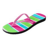 Groene roze blauwe strepen teenslippers (Schuin)