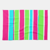 Groene roze blauwe strepen theedoek (Horizontaal)