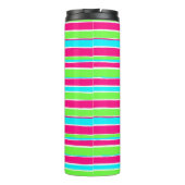 Groene roze blauwe strepen thermosbeker (Achterkant)