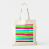 Groene roze blauwe strepen tote bag (Achterkant)