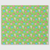 Groene roze blauwe versieringen Merry Bright Kerst Cadeaupapier (Vlak)