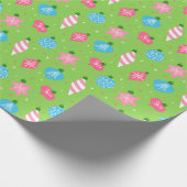 Groene roze blauwe versieringen Merry Bright Kerst Cadeaupapier (Hoek)