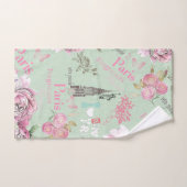 groene roze bloemen collage typografie handdoek (Handdoek)