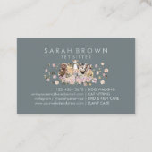 Groene roze bloemen Gezelschapskatten Visitekaartje (Achterkant)