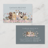 Groene roze bloemen Gezelschapskatten Visitekaartje (Voorkant / Achterkant)