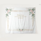 Groene Roze Bloemen Prop Doop 1e Verjaardag Wandkleed (Voorkant (horizontaal))